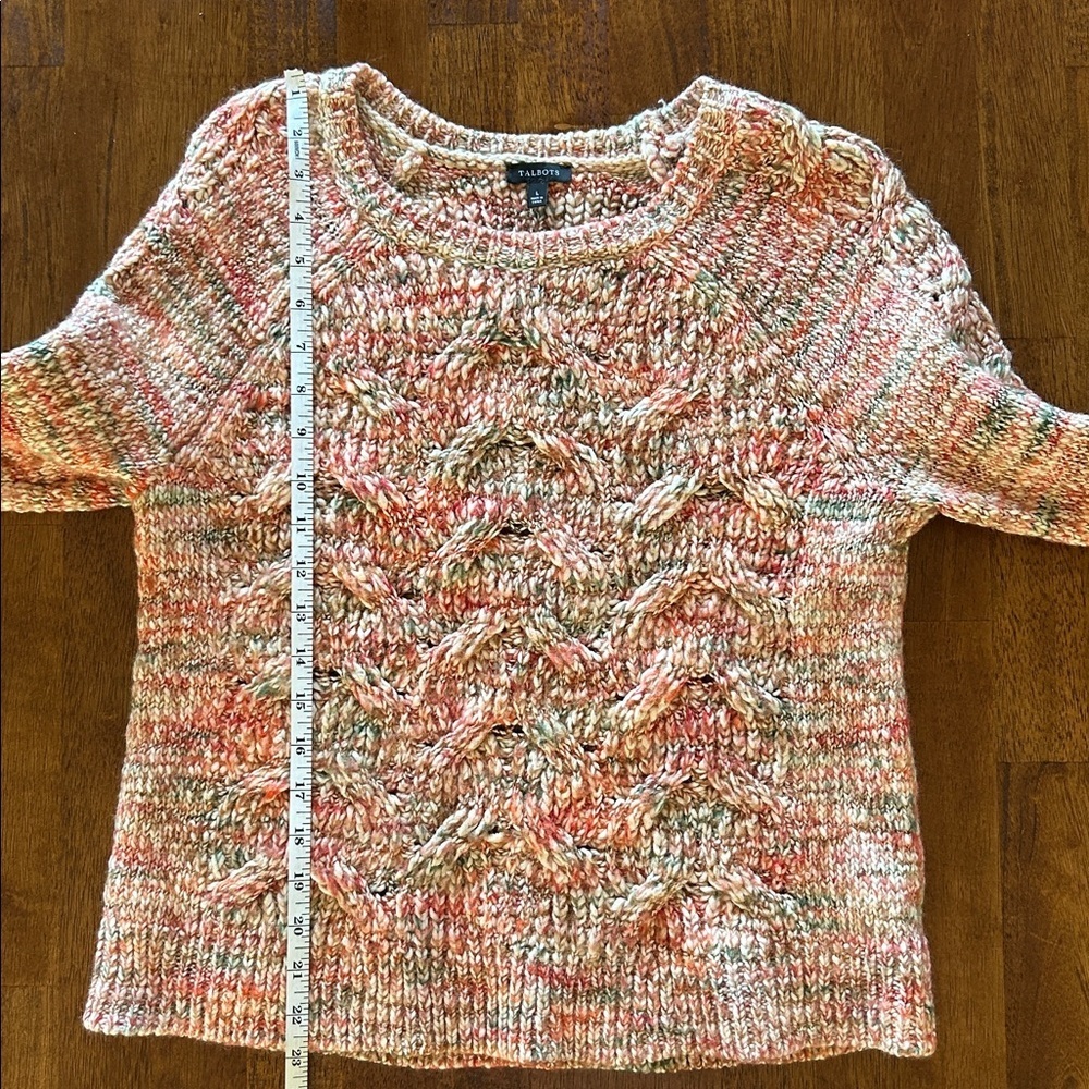 Talbots crewneck wool blend fall sweater women’s large open knit detail - Picture 4 of 7